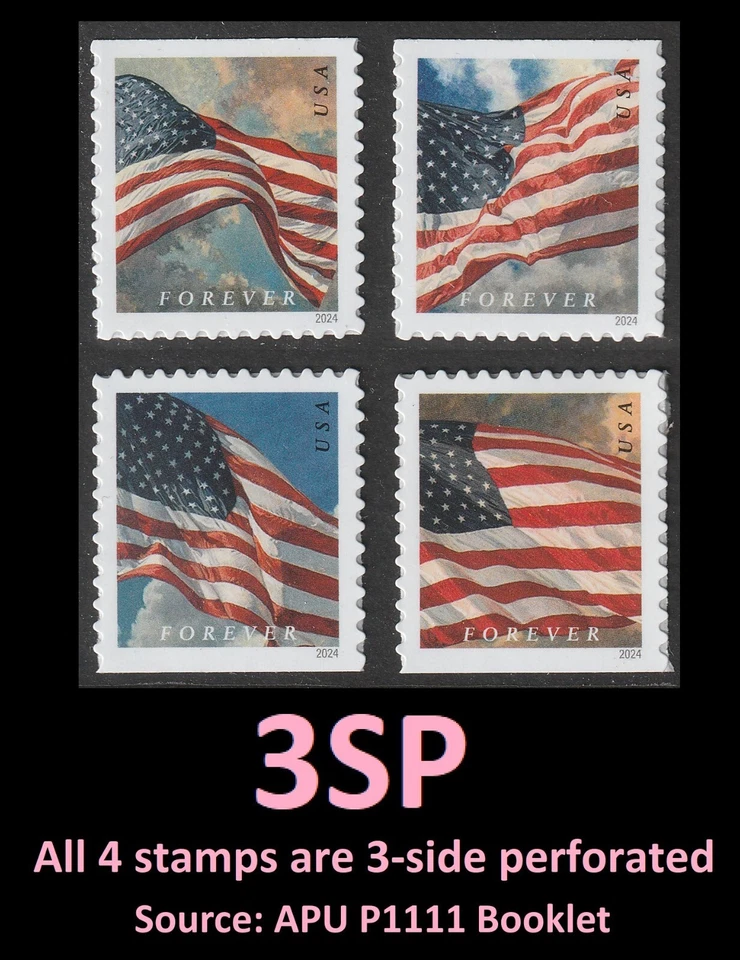 US 5883-5886 Flag F single set 4 3SP (from APU booklet) MNH 2024 - Image 1 of 1