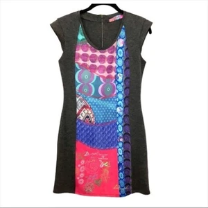 Desigual Mini Abito Donna Piccolo Sarai Patchwork Multicolore Artistico Unico Capriccioso - Foto 1 di 9