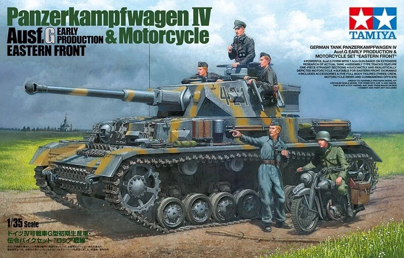 TAMIYA PZ.KPFW IV AUSF.G EASTERN FRONT EARLY & MOTORCYCLE 1:35 Cod.25209 - Immagine 1 di 1