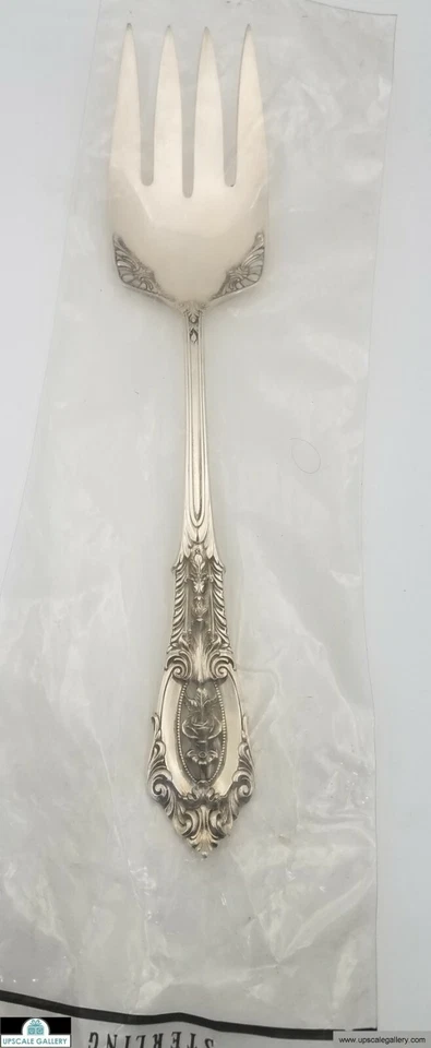 Tenedor para servir ensaladas Wallace Rose Point de plata esterlina 9" *NUEVO* Foto 1 de 1