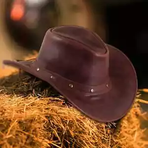 Western Style HAT Men and Women Shapeable Wide Brim - Genuine Leather Cowboy hat - Picture 1 of 6