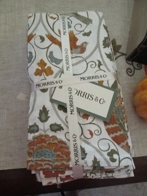SERVILLETAS DE CENA MORRIS & Co (8) temporadas antes del 20 x 20 de mayo 100 % algodón/nuevo con etiquetas Foto 1 de 3