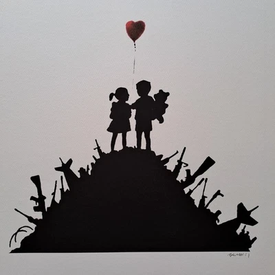 Banksy Art Print - Kids on Guns - Certificate - Image 1 of 4