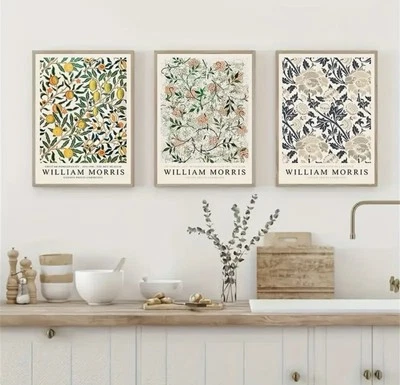 Set Of 3 William Morris Canvas Wall Art Prints 30x40cm Poster Style #129 - Image 1 of 4