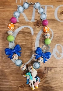 Little Girls Unicorn Bubble Gum Necklace - Picture 1 of 4