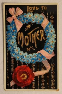 Imagen dorada en gel dorado "Love to Mother" (Forget Me Nots) - Postal C.1907-1915 - Imagen 1 de 2