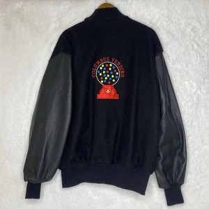 Vintage 90s Delong Columbus Vending Varsity Jacket Mens 2XL Wool Faux Leather - Picture 1 of 6