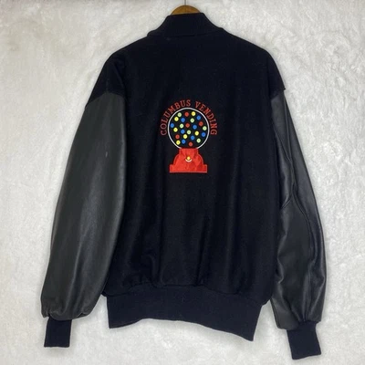Vintage 90s Delong Columbus Vending Varsity Jacket Mens 2XL Wool Faux Leather - Image 1 of 4
