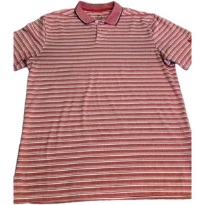 Nike Golf Polo Shirt Dri-Fit Red White Striped Standard Fit Mens Sz Med - Picture 1 of 6