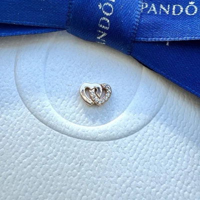 Auténtico Pandora Rosa Corazones Entrelazados Flotante Medallón PEQUEÑO Dije #786300CZ Foto 1 de 3