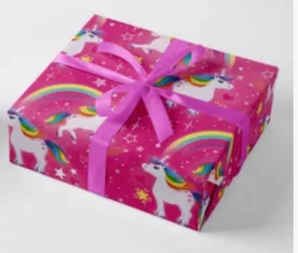 Unicorn Gift Wrap- 2 x 50 X 70cm Sheets Plus 1 x Gift Tag - Read Description - Image 1 of 1