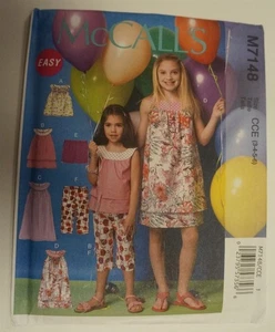 McCalls 7148 Girls Dress Top Shorts Capris Sewing Pattern Sizes 3-6 - Picture 1 of 2