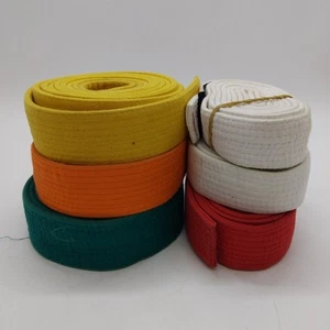 6 Blitz Mixed Coloured Martial Arts Belts - 2 White, Red, Green, Yellow, Orange - Picture 1 of 12