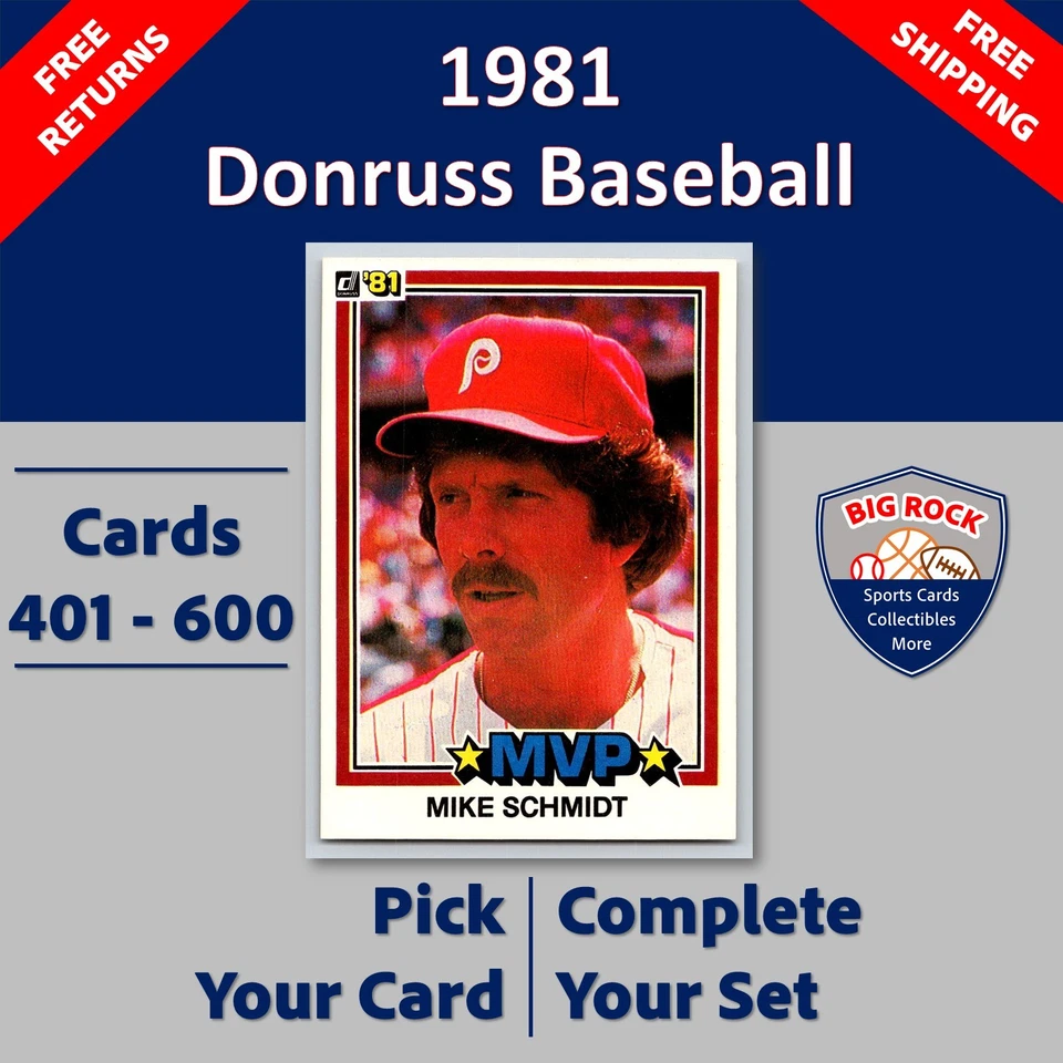 1981 Donruss Baseball Cards #401 - 600 | You Pick | Complete Your Set - Image 1 of 1