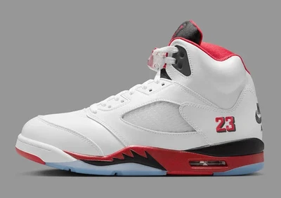 Nike Air Jordan 5 Retro Rojo Fuego Negro Lengua OG Tenis HQ7978-101 Hombres Talla Foto 1 de 4