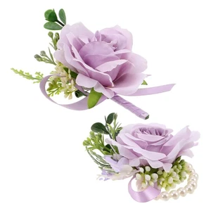 Corsetto matrimonio sposo damigella d'onore seta polso fiore mano fiori - Foto 1 di 12