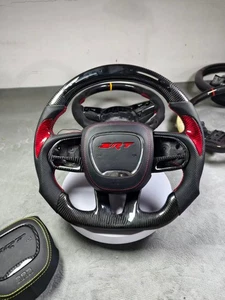 LED Carbon fiber Steering Wheel Fit Dodge Charger Hellcat Jeep SRT8 2015+ - Picture 1 of 5