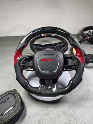 LED Carbon fiber  Steering Wheel Fit Dodge Charger Hellcat Jeep SRT8 2015+ - Image 1 of 4