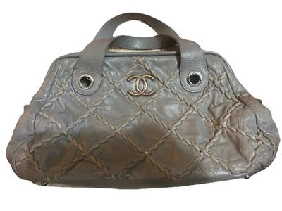 AUTHENTIC Chanel Ultra Stitch Top Handle Bowling Bag Quilted Calfskin Large! - Image 1 of 4