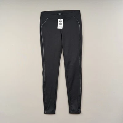 Hue Leggings Women M Black Ponte Stretch Leatherette Trim Pull-On NWT - Image 1 of 4