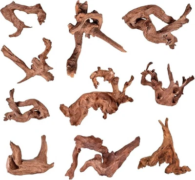 Madera a la deriva natural para acuario pequeño para Mopani 2-4 (paquete de 10), gris  Foto 1 de 4