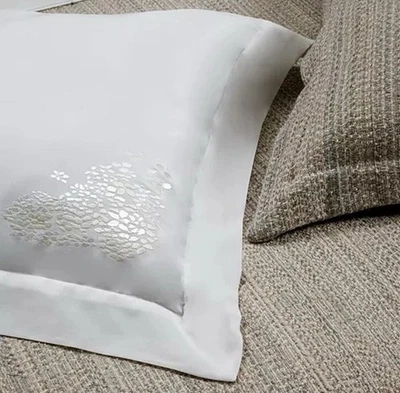 1329 美元 DEA BOUCLE KING COVERLET EURO SHAMS BEDCOVER LUREX 珍珠灰色 PEBBLE 意大利 — 第 1/4 张图片