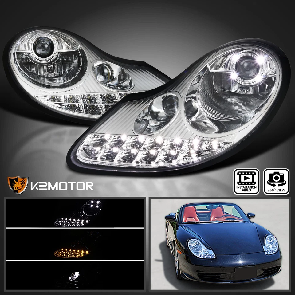 Fits 1997-2001 Porsche 996 911 97-04 Boxster 986 LED Signal Projector Headlights - Image 1 of 4