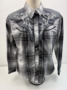 Roper Shirt Men's Size Medium Gray Pearl Snap Western Cowboy Rodeo - Picture 1 of 4