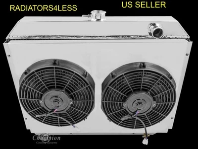 CAMPEÓN 4 FILAS ALUMINIO CUBIERTA RADIADOR VENTILADORES 12" 1968-73 CARGADOR DODGE 26" NÚCLEO Foto 1 de 3