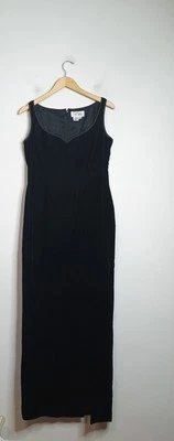 Vestido Boutique Bob Mackie Vintage Negro Terciopelo Sweatheart Abertura Talla 10 Foto 1 de 4