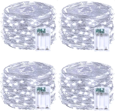 4 Pack 60 LED Christmas Fairy Lights Battery Operated with Timer, 20FT Waterproo - Image 1 of 4