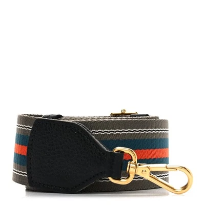 Prada Stripe Leather Red Green Shoulder Strap Gold Plated w/ Dust bag - Image 1 of 4