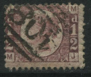 1870 1/2d Plate 9 lettered MJ struck by a Scots Currie numeral 408  (39) - Picture 1 of 1