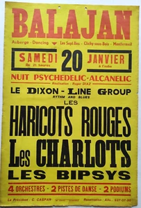 affiche ancienne - Au BALAJAN Les Charlots Les Haricots rouges Nuit Psychedelic - Picture 1 of 1