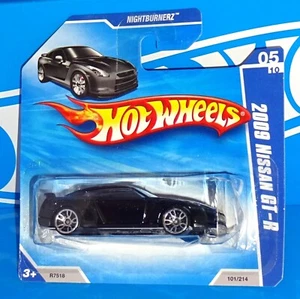 Hot Wheels 2010 Short Card Nightburnerz #101 2009 Nissan GT-R schwarz mit J5s - Bild 1 von 2