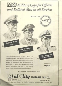 Mid City Uniform Cap Company Oficial Alistado Todos los Servicios Anuncio Impreso De Colección 1945 - Imagen 1 de 2