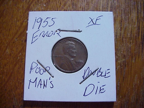 1955 LINCOLN WHEAT CENT  Poor Man's Double Die  ERROR COIN Ungraded XF Cover