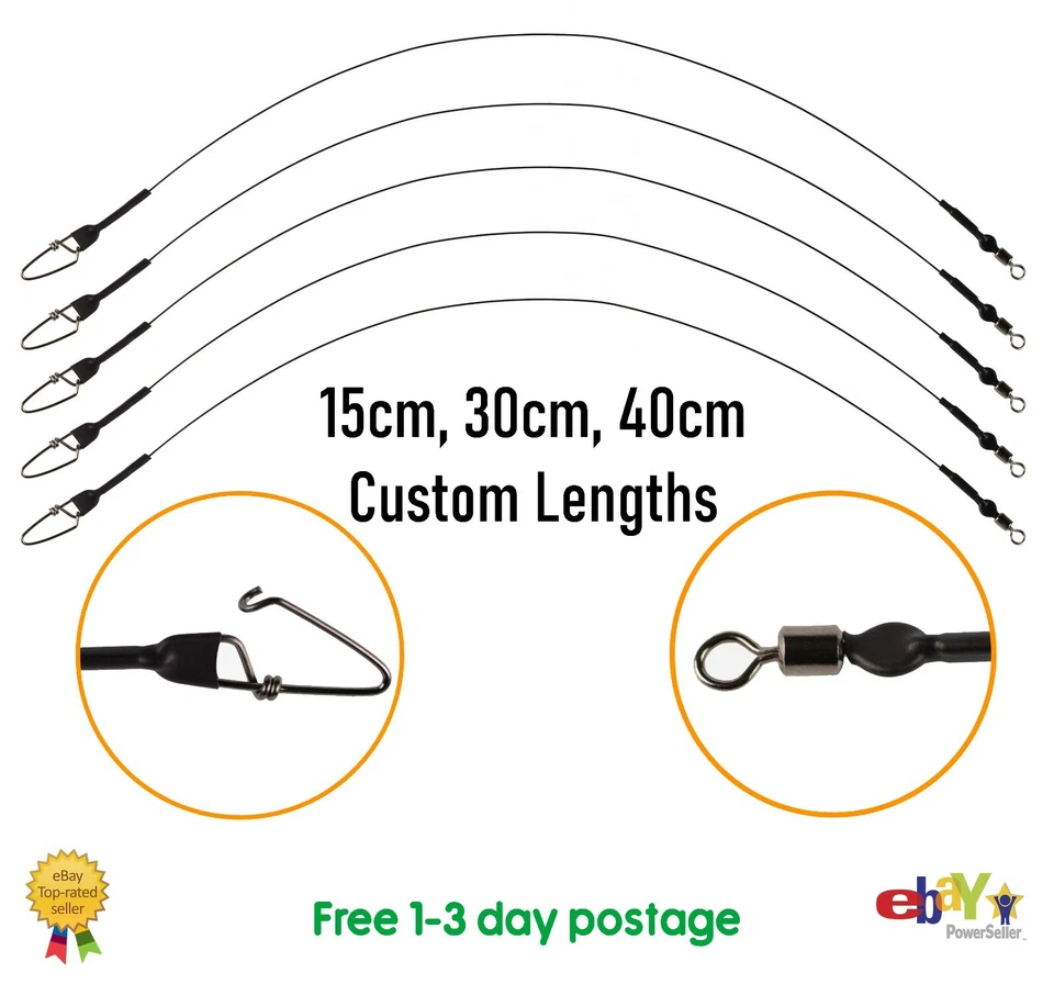 Traços de arame giratório - Isca líderes de pesca - Plataformas de lúcio - 15cm, 30cm, 40cm - Imagem 1 de 1