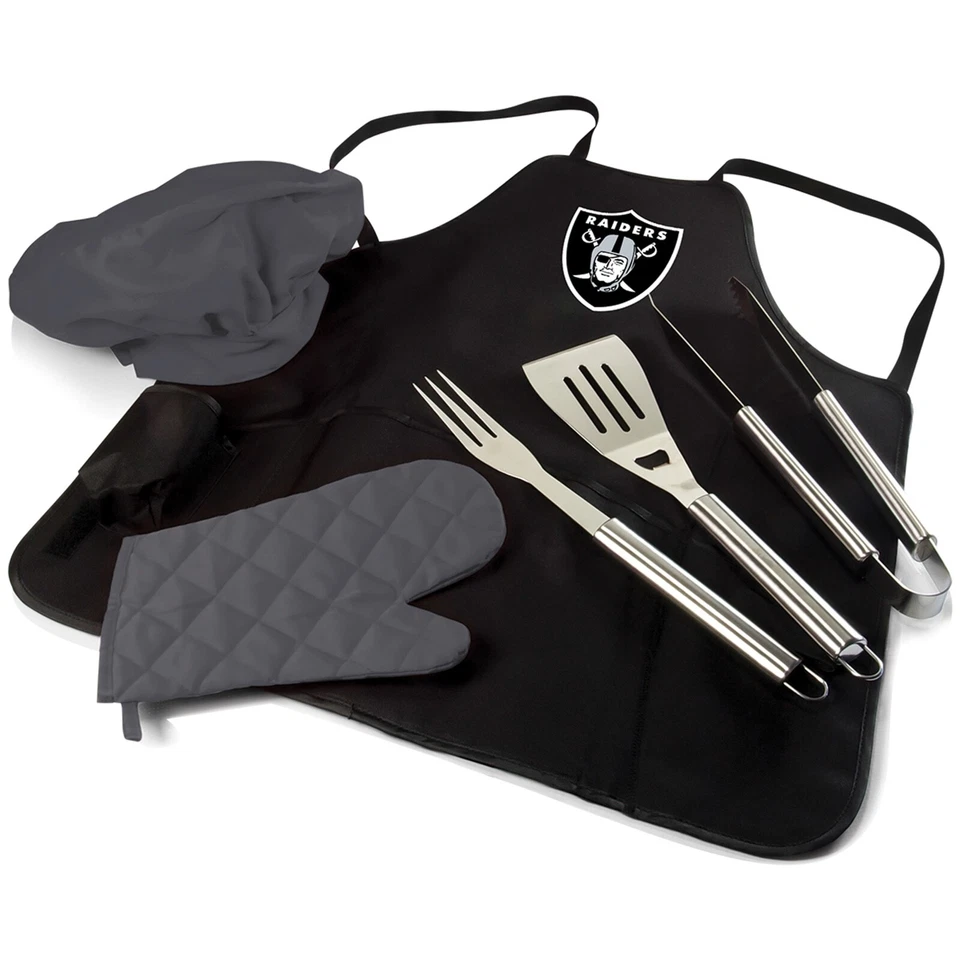 Juego de herramientas y delantal de barbacoa Picnic Time Tote Pro NFL "Las Vegas Raiders" Foto 1 de 2
