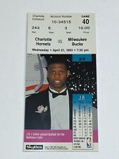 Charlotte Hornets Milwaukee Bucks NBA Ticket Stub 3 4-21-93 Alonzo Larry Johnson