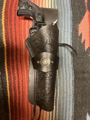 适用于 Heritage Rough Rider Ruger 单人 6 22 6 1/2 英寸西落皮套黑色 — 第 1/4 张图片