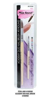 Mia Secret Acrílico Cepillo de Uñas Academy Duo #8 REDONDO Herramienta de Arte en Uñas Cepillo Foto 1 de 3