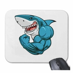 Tapis de souris (tapis de souris) humains requin avec muscles musculation requin blanc mégalodon - Photo 1/1