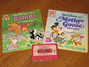 Walt Disney MOTHER GOOSE RYHMES/BAMBI Read Along BOOK on TAPE Cassette AUDIOBOOK - Imagen 1 de 1