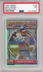 1993 TOPPS FINEST REFRACTOR #199 MIKE PIAZZA DODGERS HOF GRADED PSA 7 NM
