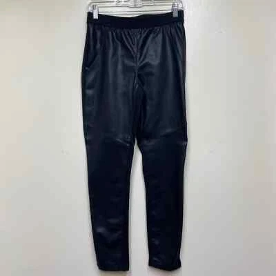 Leggings Scoop Imitación Cuero Panel Frontal Estilo Moto Costuras Delanteras Tiro Medio Mediano Foto 1 de 4