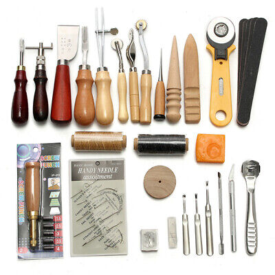 37tlg Leder Werkzeuge Set Handwerkzeuge Leder Nähen Handwerk Handnähen Tool Set • 67.49€