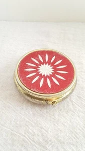 Estate 2"  Gold And Silver Tone Divided Travel Pill Box W/ Tweezers  - Picture 1 of 9