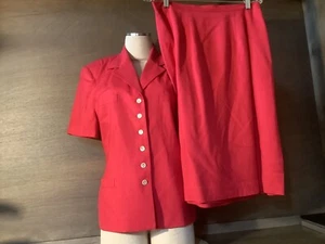 Worthington Woman Suit Size 12 TWO Piece Vintage RASPBERRY Pink Blazer Skirt NEW - Picture 1 of 12