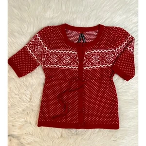 Love by Design Red Knit Top Short Sleeve Tie Belt Girls L - Picture 1 of 3
